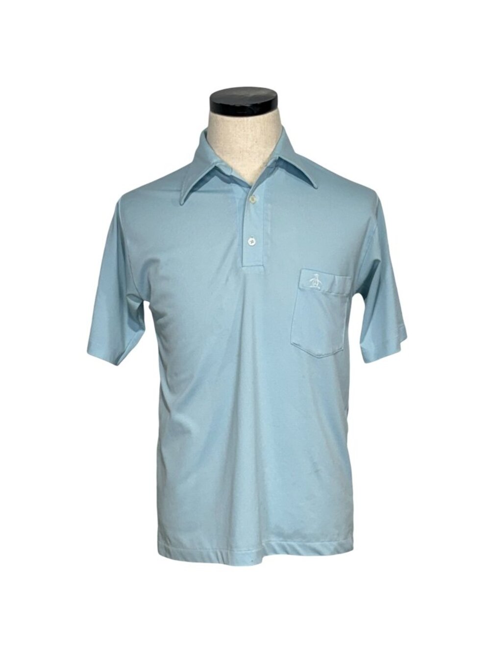 Vintage 60s Munsingwear Polo Shirt Medium Blue Single Pocket USA